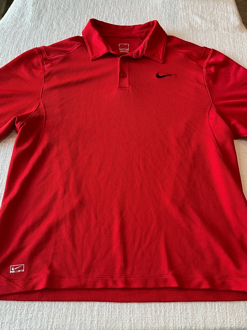 Nike Performance Active Lightweight Waffle Knit Polo Shirt Men M Red Medium